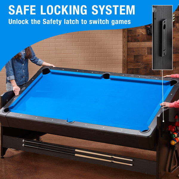 Fat Cat Original 3-in-1 7' Pockey Multi-Game Table Blue - Vip Game Room
