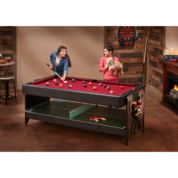 Fat Cat Original 3-in-1 7' Pockey Multi-Game Table Red - Vip Game Room