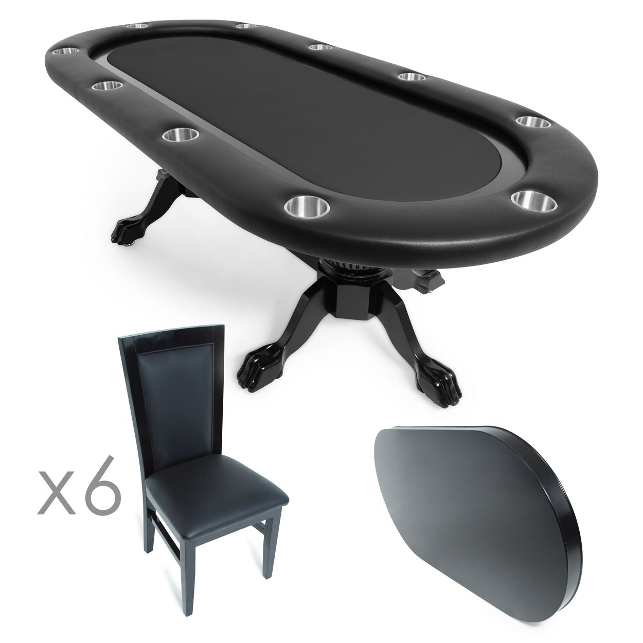 BBO Elite 94" Poker Table & 6 Matching Dining Chairs - Vip Game Room