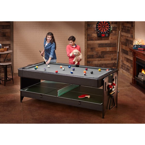 Fat Cat Original 3-in-1 7' Pockey Multi-Game Table Grey - Vip Game Room