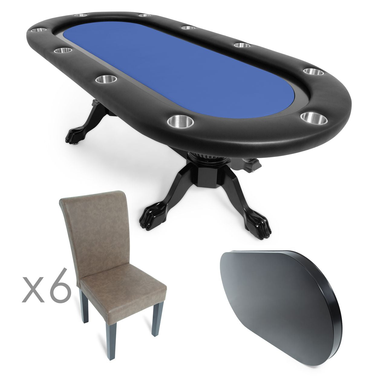 BBO Elite 94" Poker Table & 6 Matching Dining Chairs - Vip Game Room