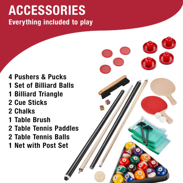 Fat Cat Original 3-in-1 7' Pockey Multi-Game Table Red - Vip Game Room