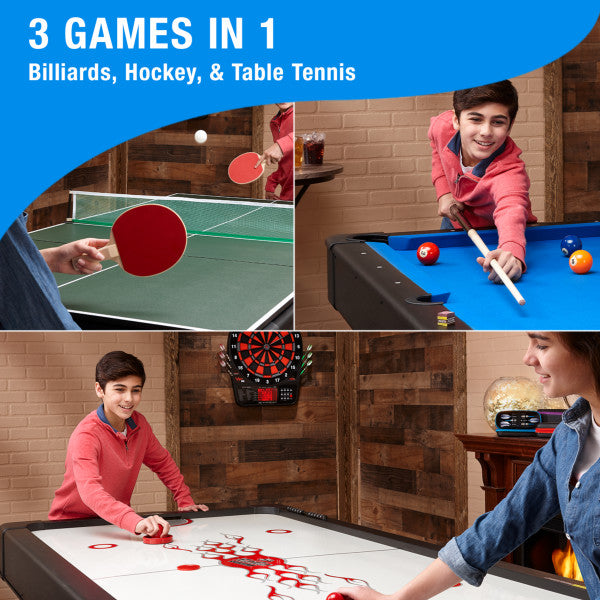 Fat Cat Original 3-in-1 7' Pockey Multi-Game Table Blue - Vip Game Room