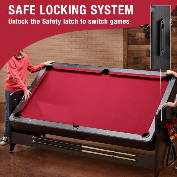 Fat Cat Original 3-in-1 7' Pockey Multi-Game Table Red - Vip Game Room