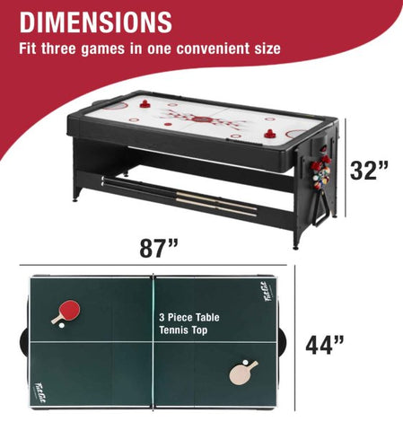 Image of Fat Cat Original 3-in-1 7' Pockey Multi-Game Table Red