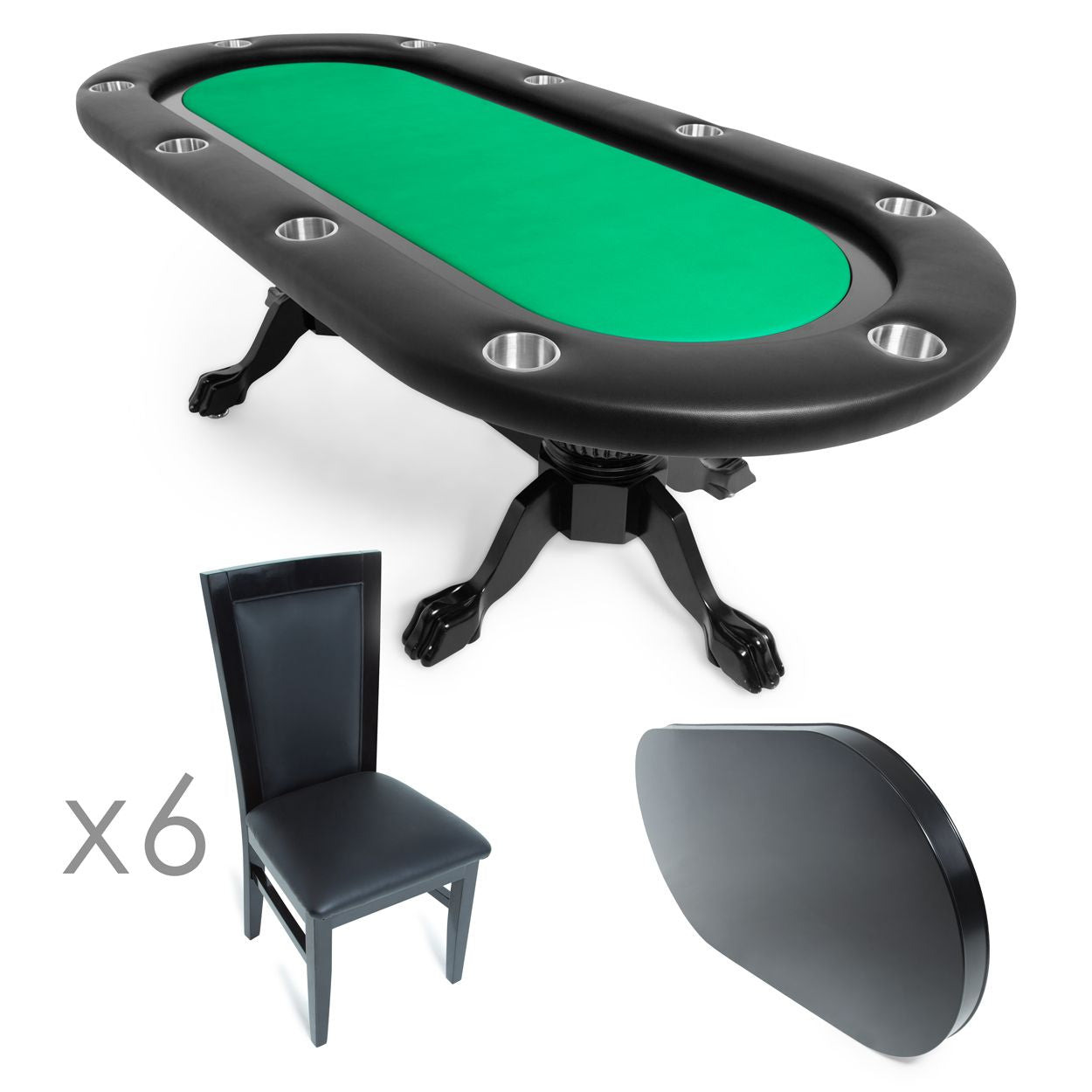 BBO Elite 94" Poker Table & 6 Matching Dining Chairs - Vip Game Room