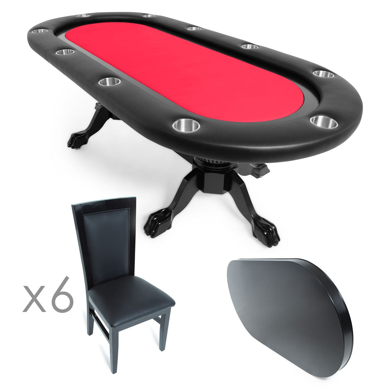 BBO Elite 94" Poker Table & 6 Matching Dining Chairs - Vip Game Room